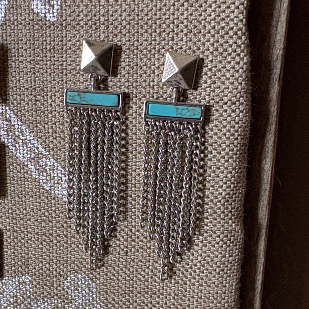 Silver and Turquoise Chain Earrings